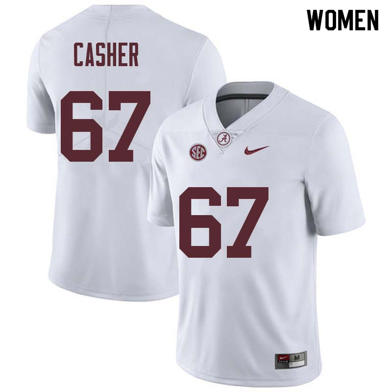 Alabama Crimson Tide Women's Josh Casher #67 White NCAA Nike Authentic Stitched College Football Jersey PJ16F40MW